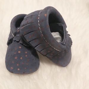 New Freshly Picked Moccasins Navy Blue & Copper